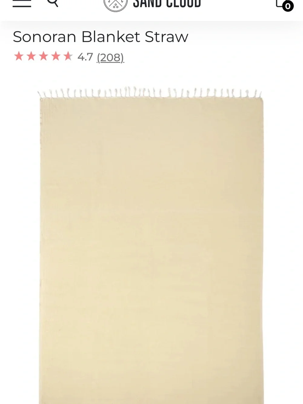 SandCloud Cream Straw Turkish-Style Throw Blanket 100% organic cotton large size